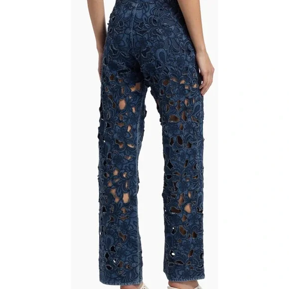 Rag & Bone‎ New York Embellished Lace Wide Leg Jeans Size 33 - Picture 2 of 7